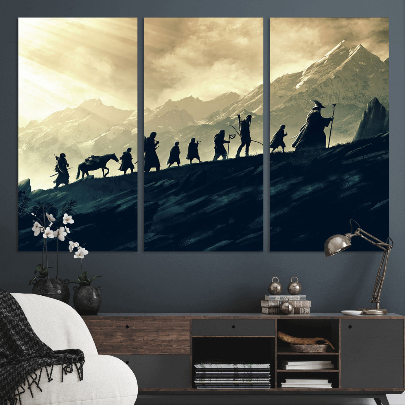 41574-MGV-CV-36X24-Lord of the Rings Silhouette Wall Art Capturing the Epic Quest Through Middle-Earth - The