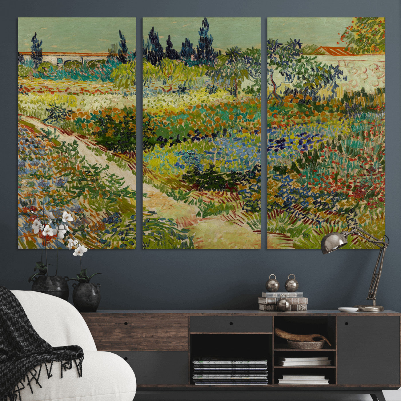 MGV-CV-48X32-3P - Vincent van Gogh Garden at Arles Wall Art Canvas Print