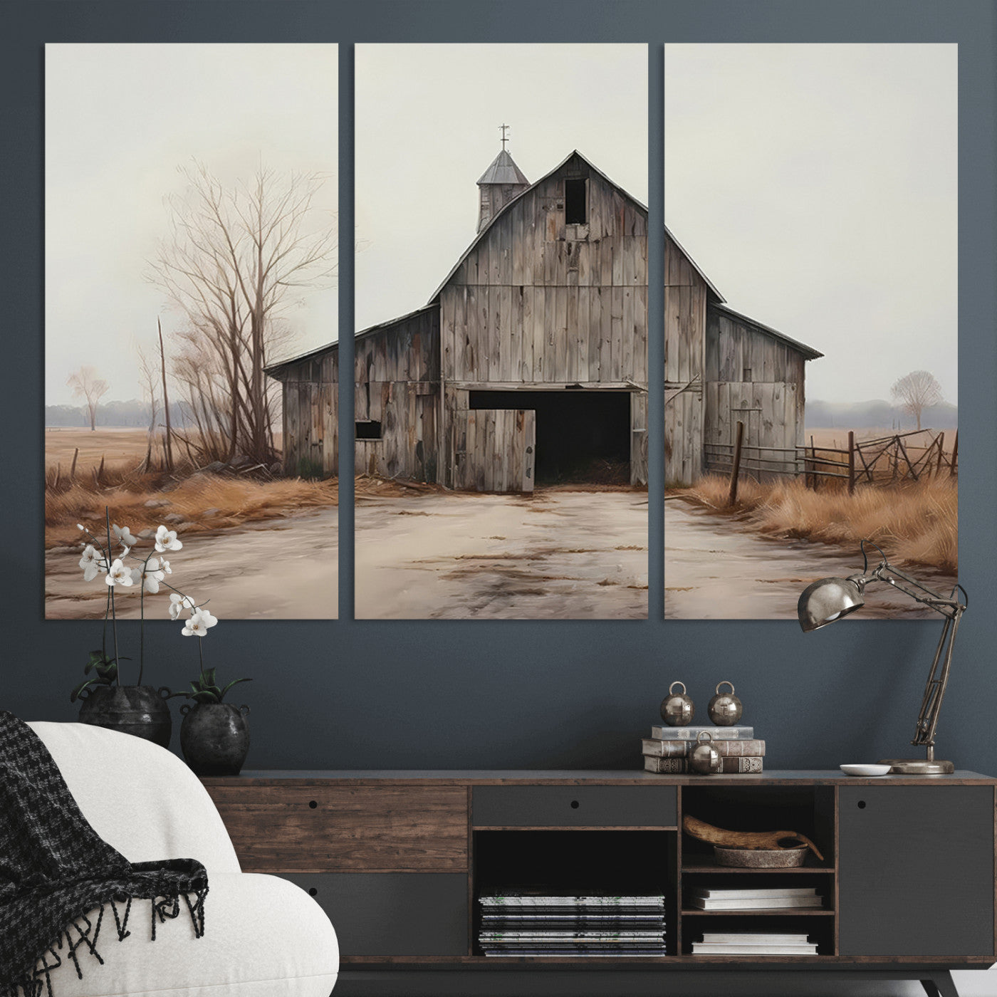 MGV-CV-48X32-3P - Farmhouse Rustic Barn Wall Art Canvas Print – Framed and Ready to Hang – Perfect Addition to Farmhouse Wall Décor