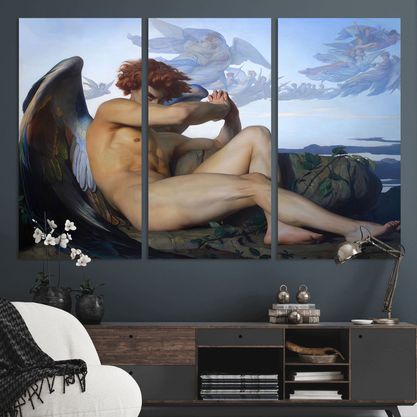 -Fallen Angel Wall Art Canvas Print – Classic Art, Framed, Ready to Hang - Alexandre Cabanel