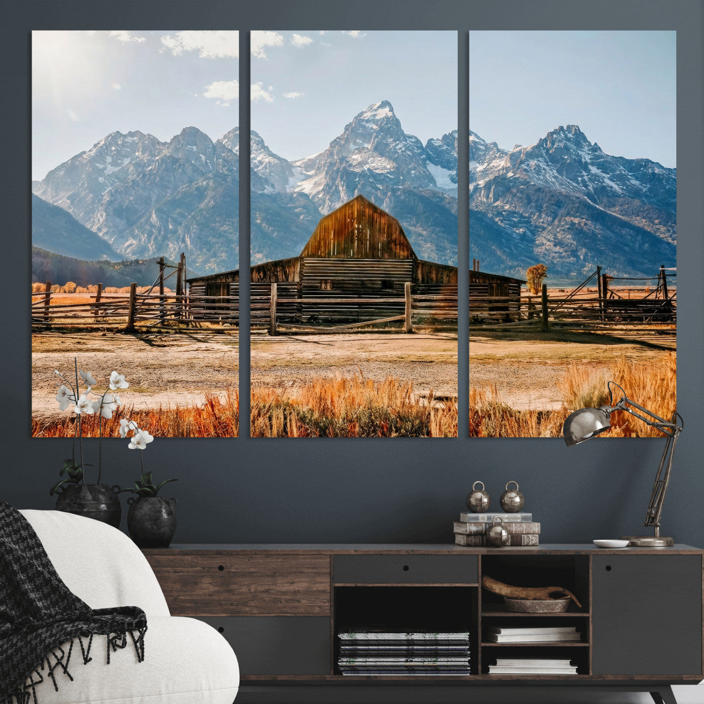 26513-MGV-CV-36X24 - Vintage Old Barn Field Wall Art Canvas Print for Farmhouse Decor - Rustic Barn Wall Art Canvas Print