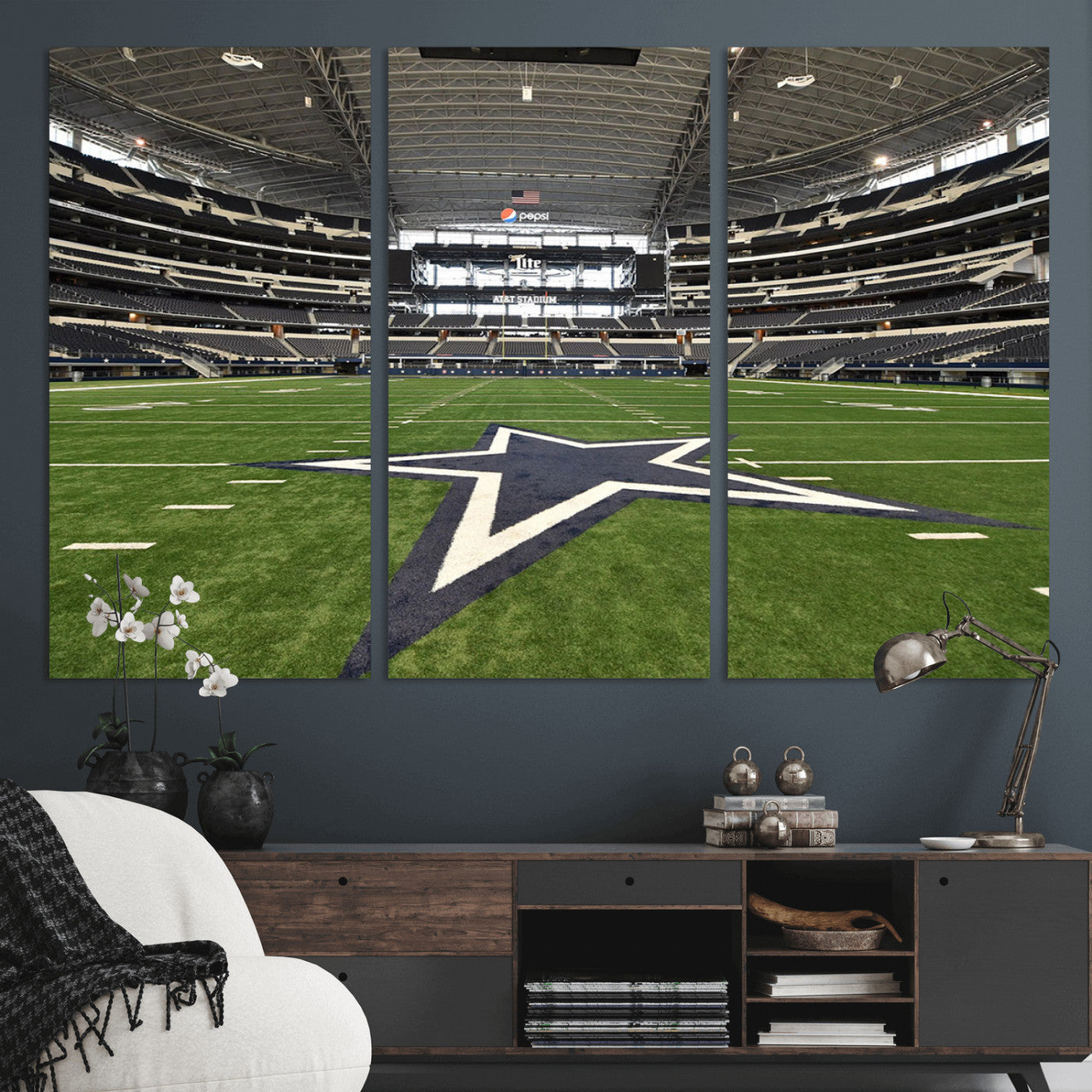 MGV-CV-48X32-3P - Dallas Cowboys Football Team Print - Arlington AT&T Stadium Wall Art Canvas Print