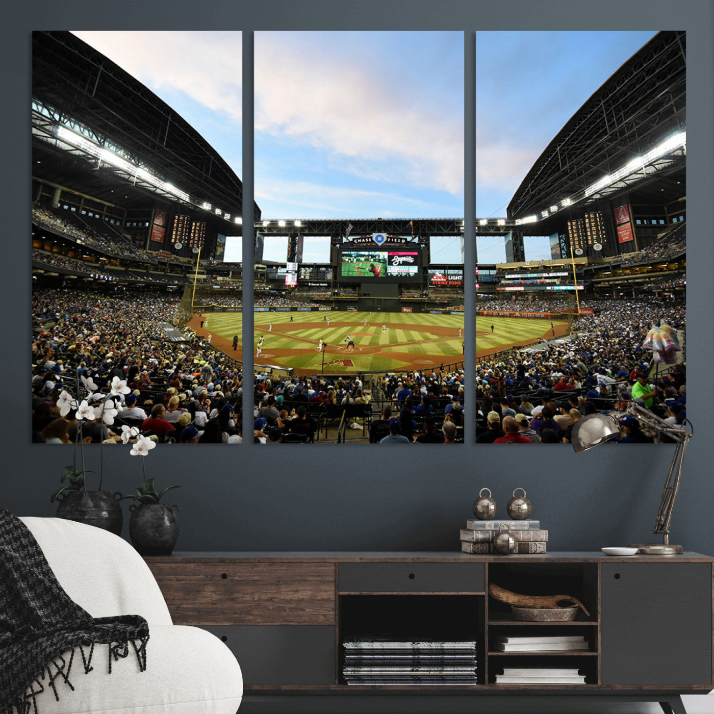 MGV-CV-48X32-3P - Arizona Diamondbacks Baseball Team Print - Phoenix Chase Field Stadium Wall Art Canvas Print
