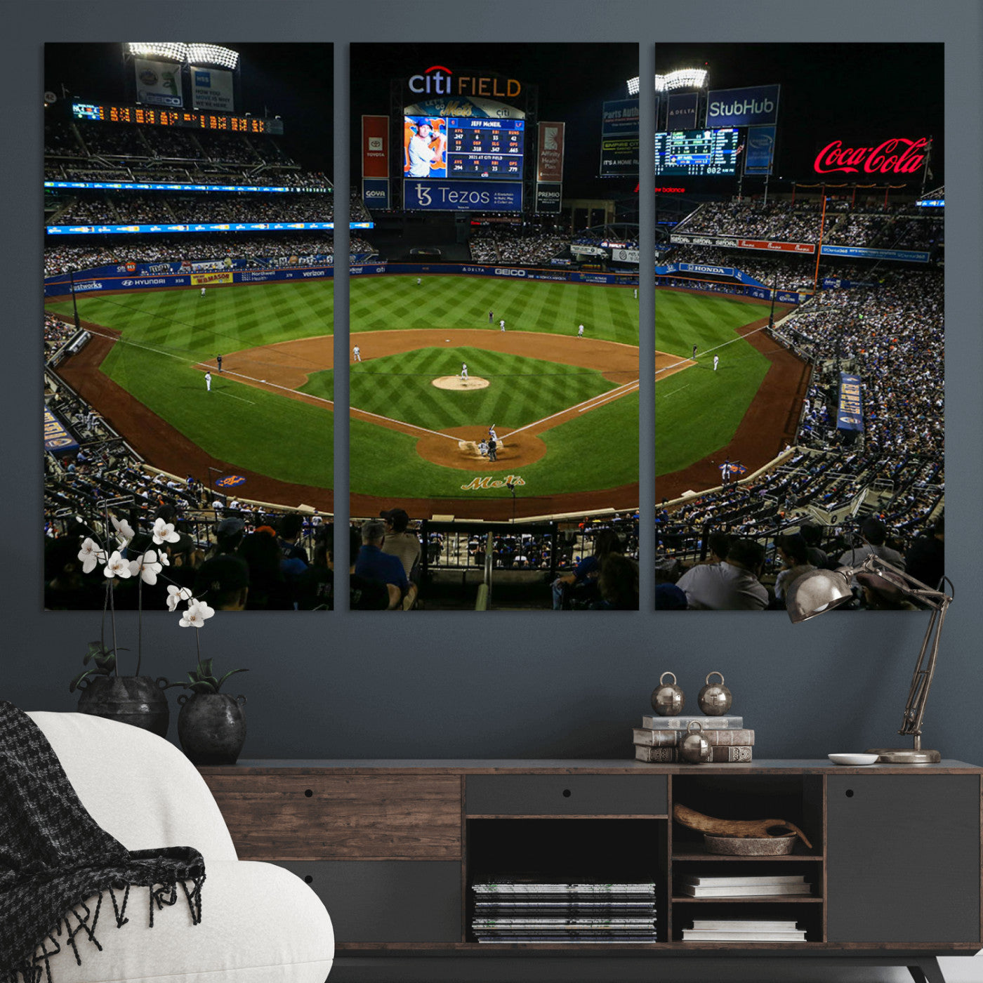MGV-CV-48X32-3P - Los Angeles Dodgers Baseball Team Print - California Dodger Stadium Wall Art Canvas Print