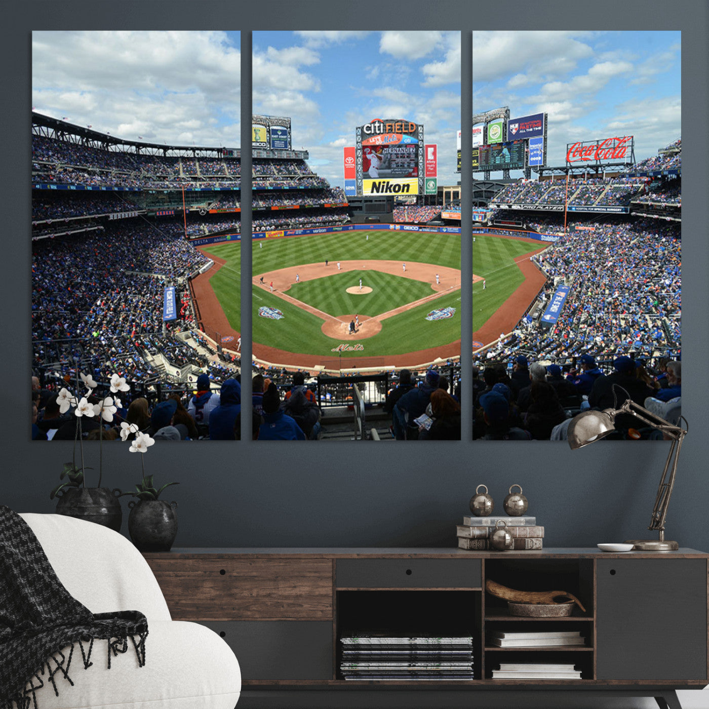 MGV-CV-48X32-3P - New York Mets Baseball Team Print - Citi Field Stadium Wall Art Canvas Print