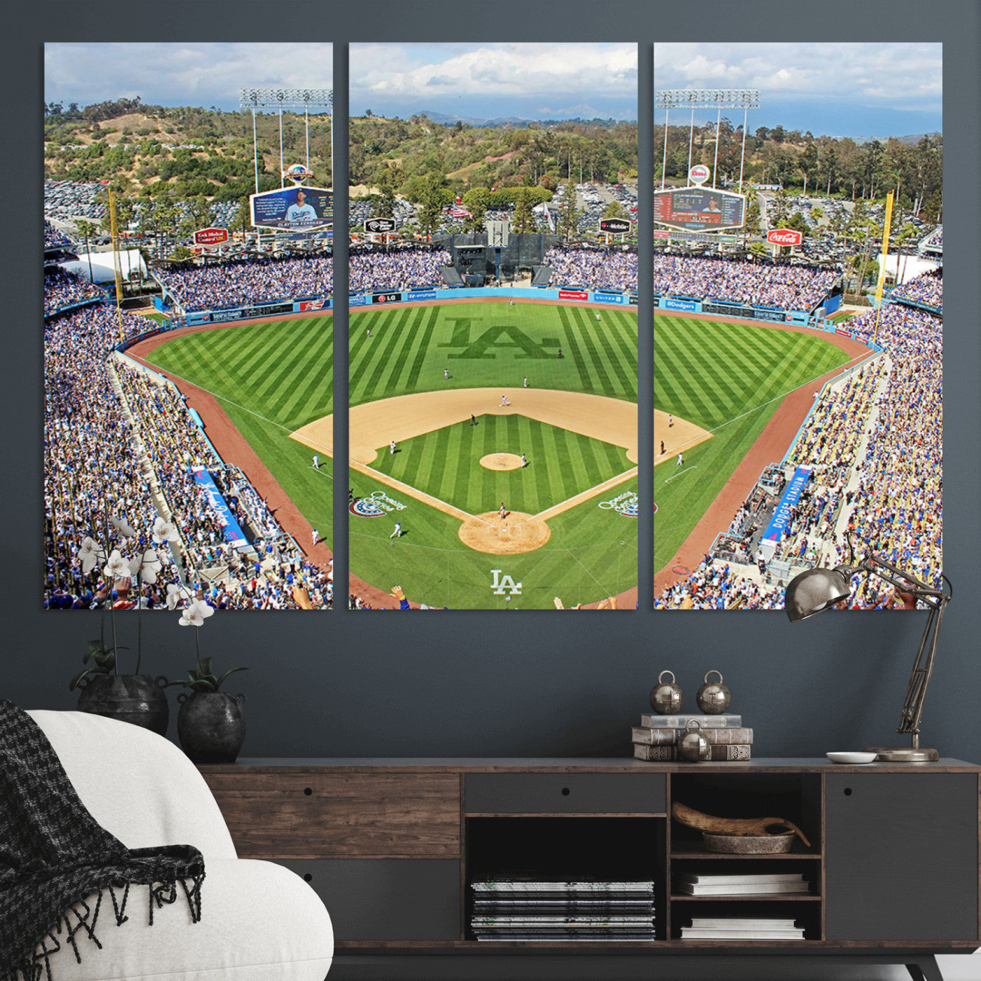 MGV-CV-48X32-3P - Citi Field Wall Art Print | 3-Panel New York Mets Baseball Stadium Canvas Print | Framed Sports Decor for Living Room, Man Cave, or Office
