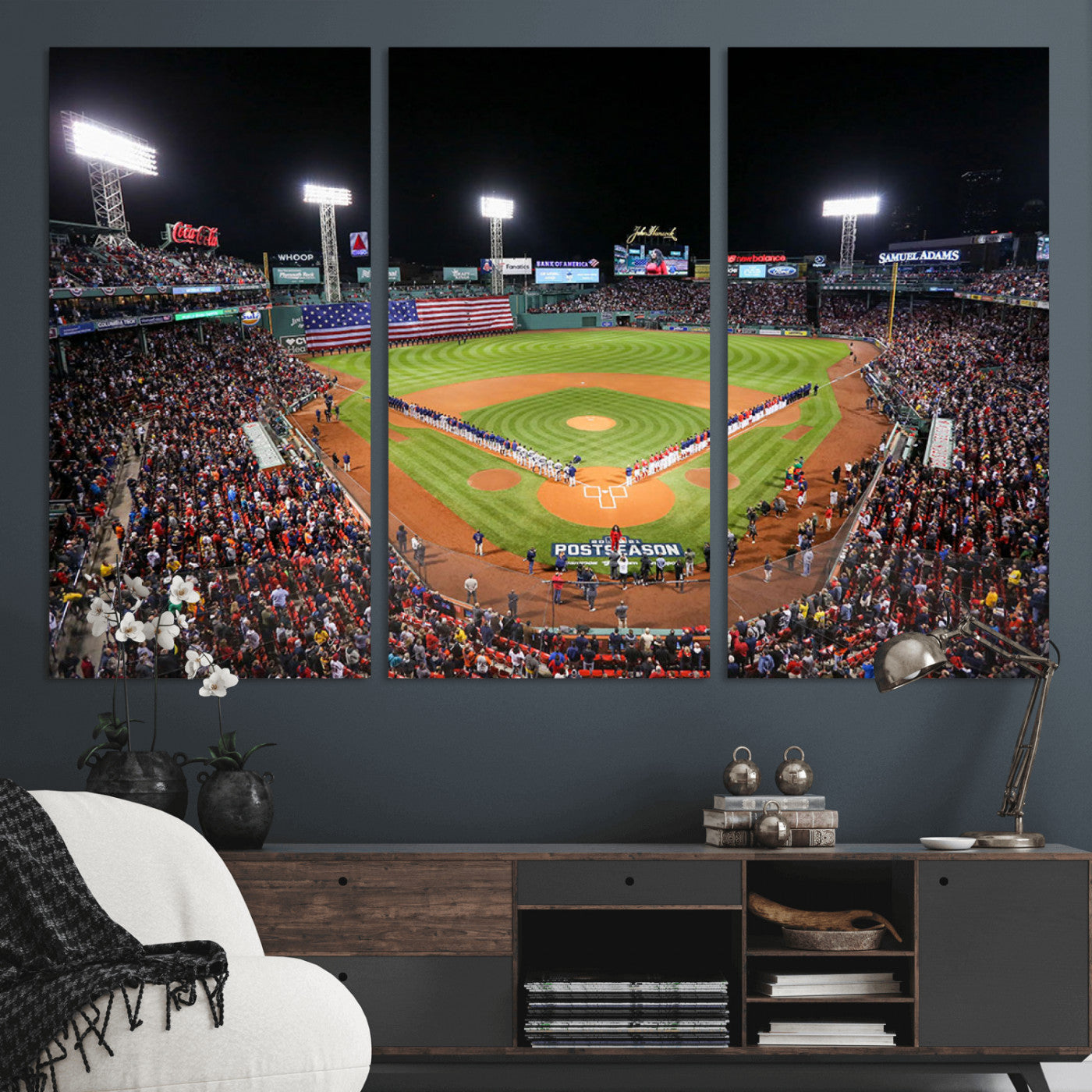 MGV-CV-48X32-3P - Fenway Park Wall Art Canvas Print | Large Baseball Stadium Canvas Print for Boston Red Sox Fans | Framed Ready-to-Hang Boston Sports Decor Artwork