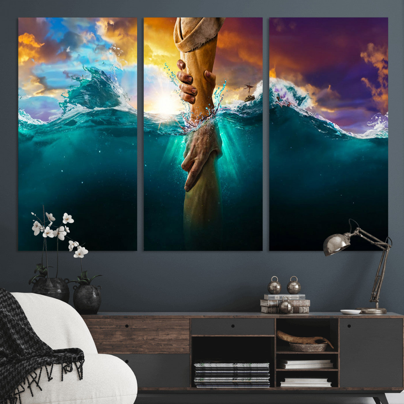 MGV-CV-48X32-3P - God Hand Wall Art Canvas Print