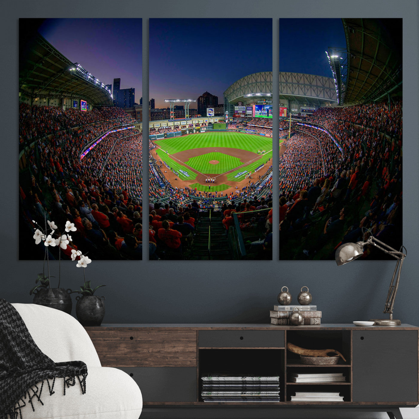 MGV-CV-48X32-3P - Houston Astros Baseball Team Print - Houston Minute Maid Park Stadium Wall Art Canvas Print