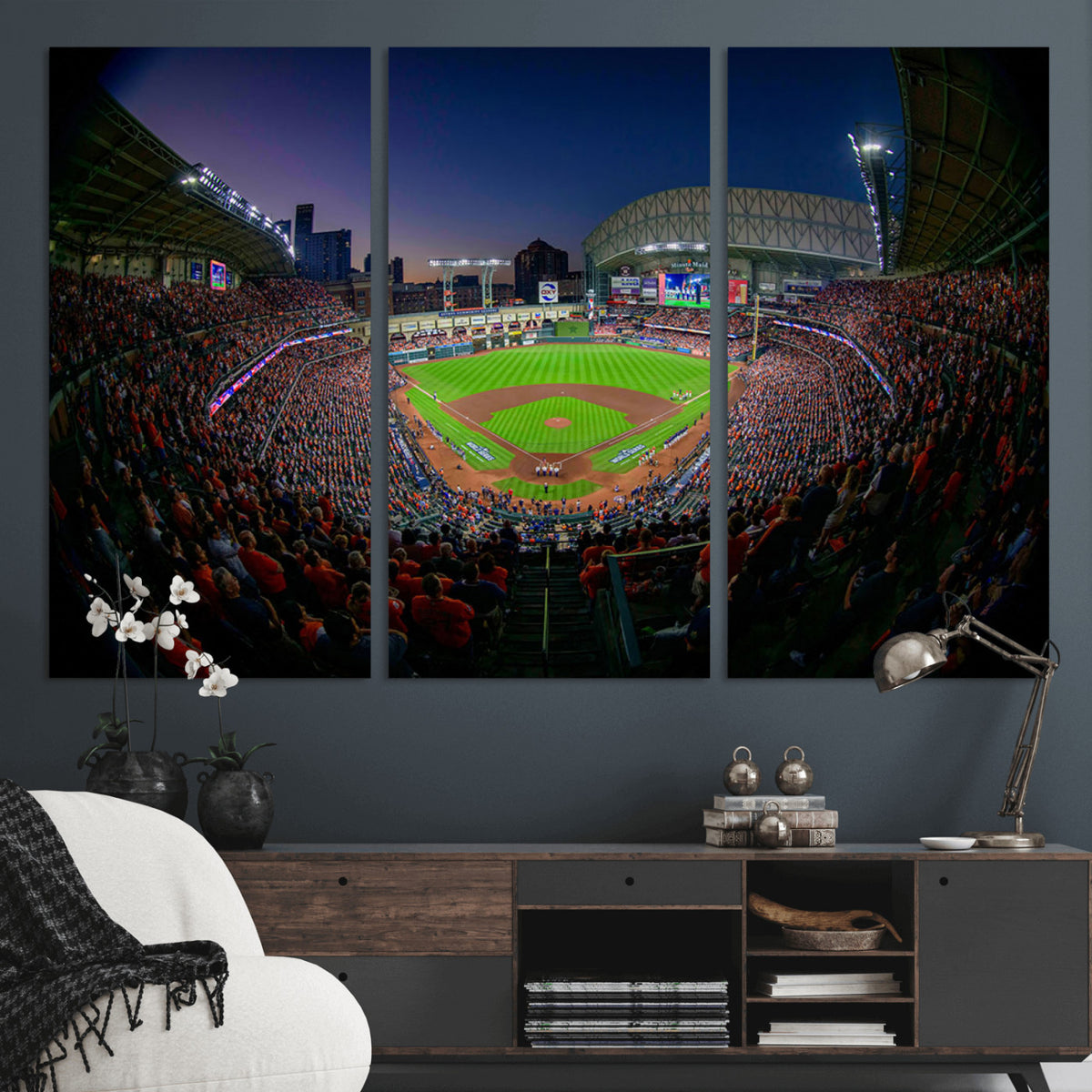 44322-MGV-CV-36X24 - Houston Astros Baseball Print Canvas, Houston Minute Maid Park Stadium Wall Art