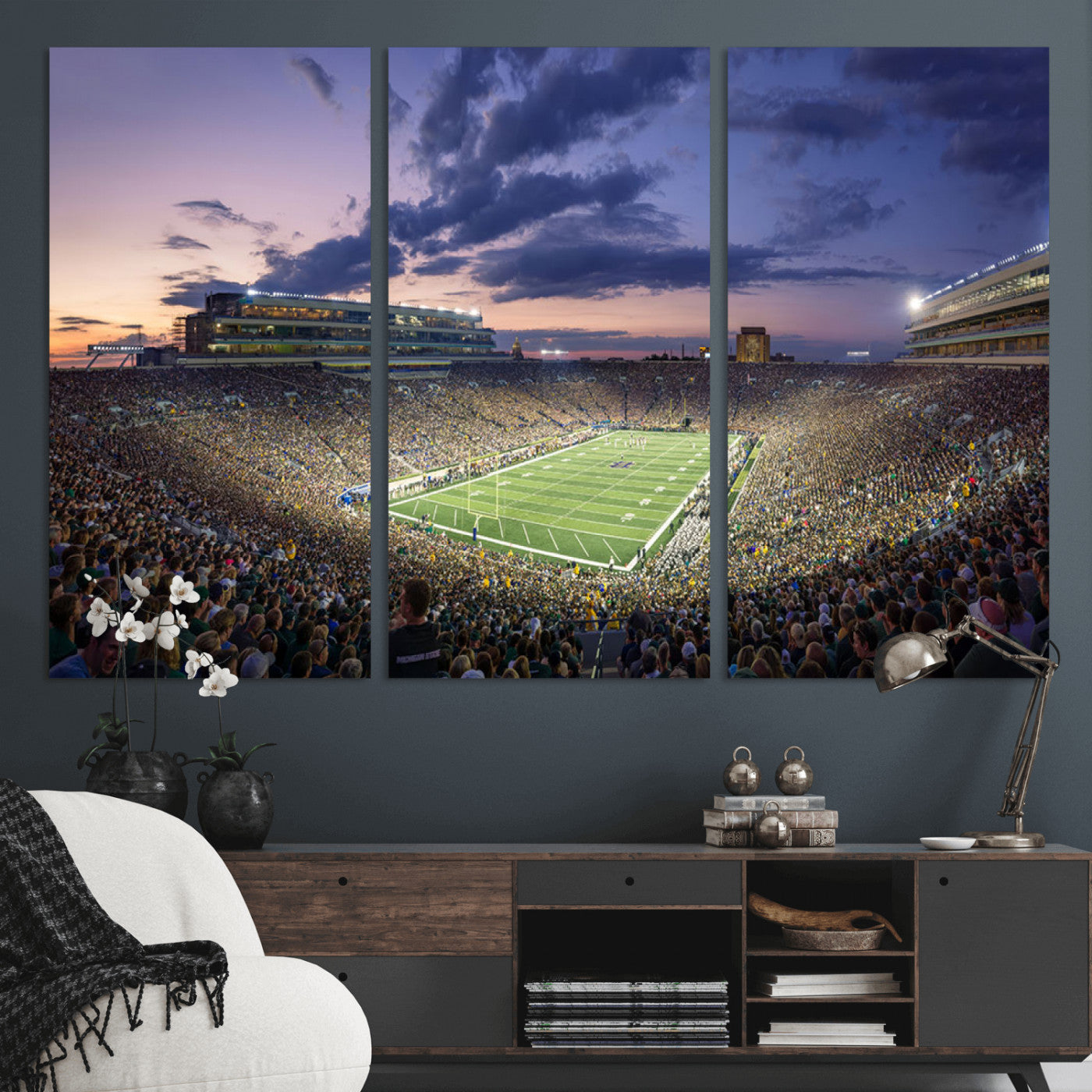 MGV-CV-48X32-3P - Notre Dame Fighting Irish Football Team Print - Notre Dame Stadium Wall Art Canvas Print
