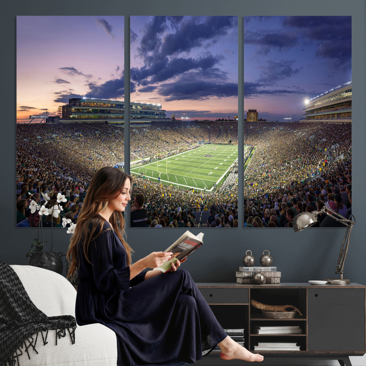 50825-MGV-CV-36X24 - Notre Dame Fighting Irish Football Team Print, Notre Dame Stadium Wall Art Canvas Print