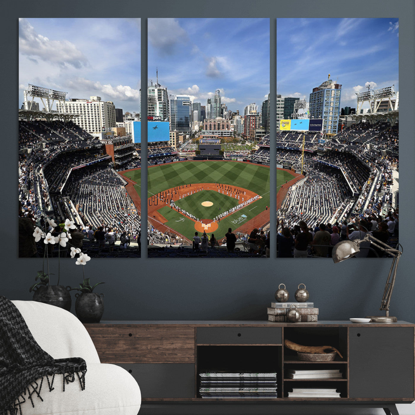 MGV-CV-48X32-3P - San Diego Padres Baseball Team Print - Petco Park Stadium Wall Art Canvas Print