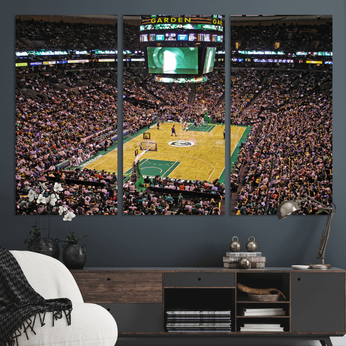 21705-MGV-CV-36X24 - TD Garden Basketball Canvas Wall Art | Boston Celtics Live Action