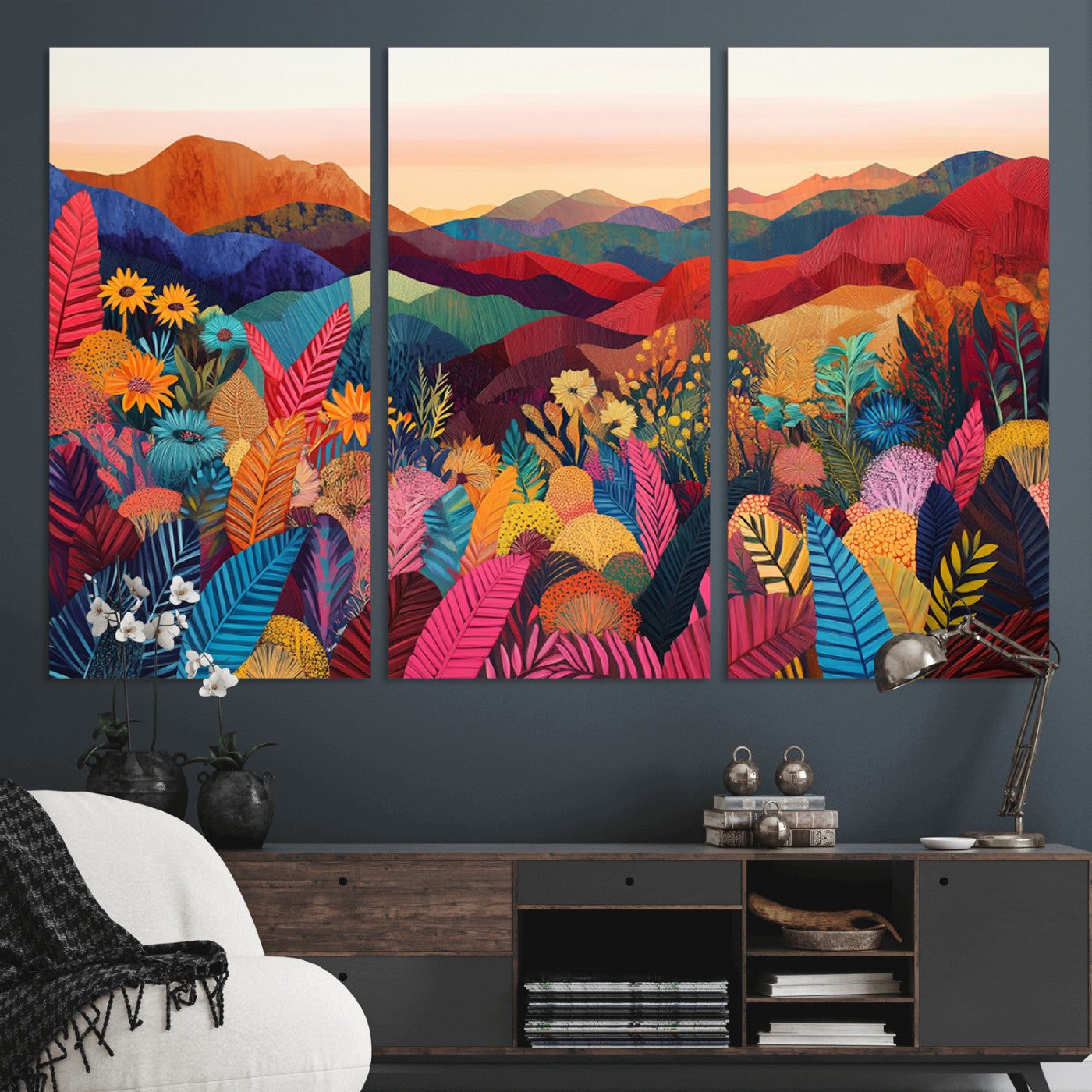 MGV-CV-48X32-3P - YAYOI KUSAMA Abstract Print - Landscape Canvas Wall Art Print - Vibrant Modern Decor for Living