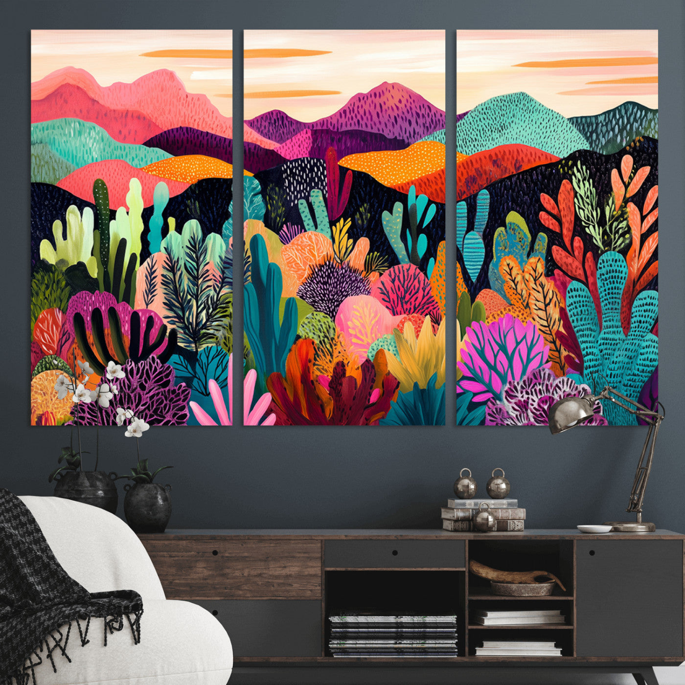 MGV-CV-48X32-3P - Abstract Kusama Print - Landscape Canvas Wall Art Print - Vibrant Modern Decor for Living Room,