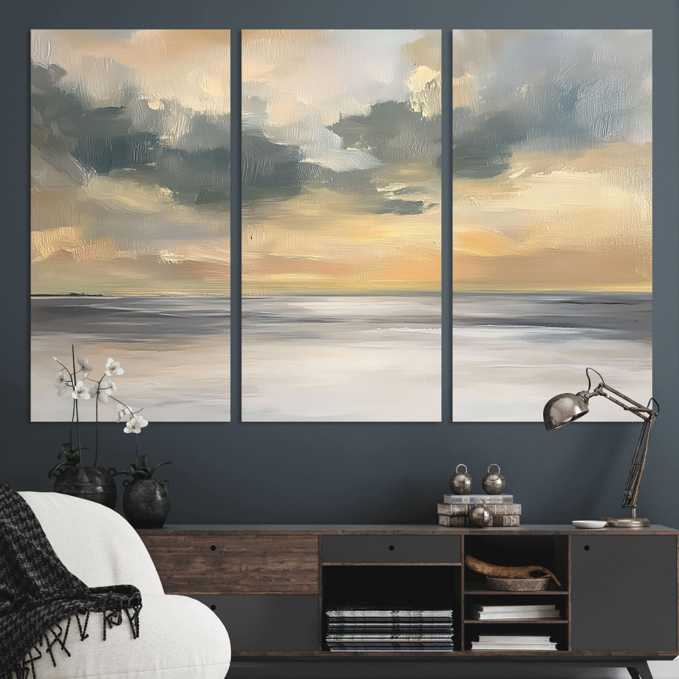 MGV-CV-48X32-3P - Modern Coastal Artwork with Vibrant Abstract Ocean Waves Wall Art Canvas Print for Contemporary