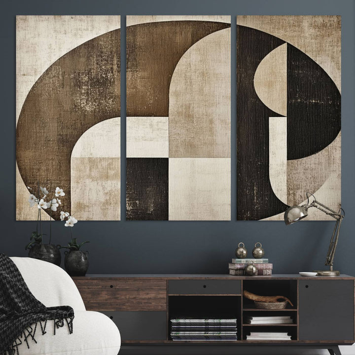 The Wabi Sabi Geometric Minimalist Wall Art Canvas Print is a modern abstract canvas featuring neutral mid-century art, ideal for zen and minimalist decor.