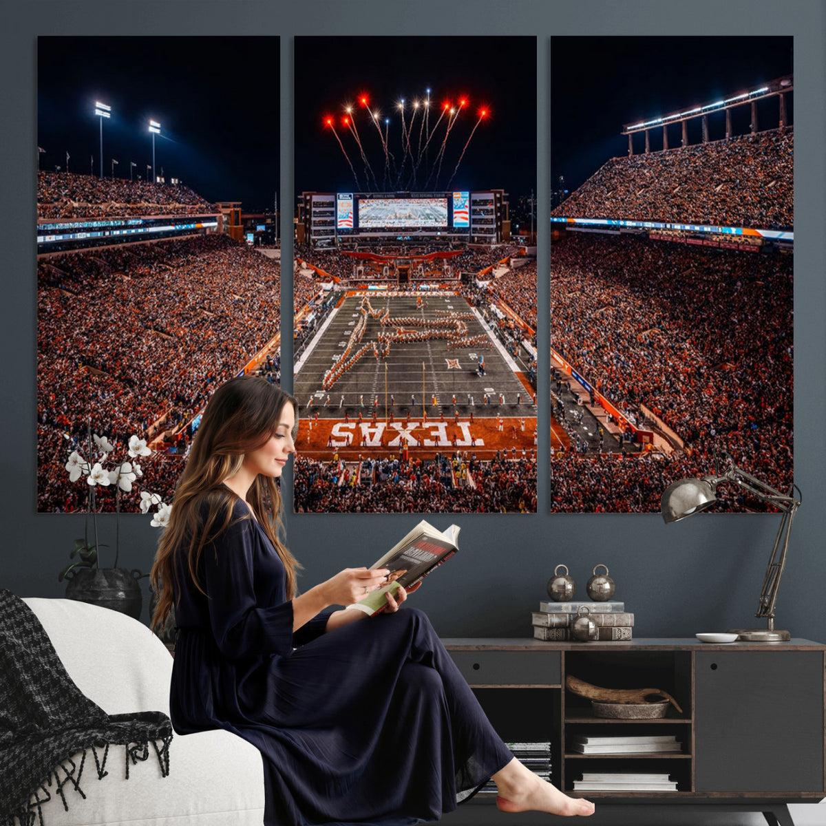 58778-PAN-FL-20X10 - Darrell K Royal Memorial Stadium | Texas Longhorns | Print Decor Wall Art Design for Home & Office Decoration