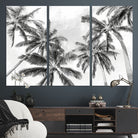 Edit-Images-Black and White Palm Tree Wall Art – Monochrome Tropical Canvas Print for Coastal or Minimalist Living Room Decor