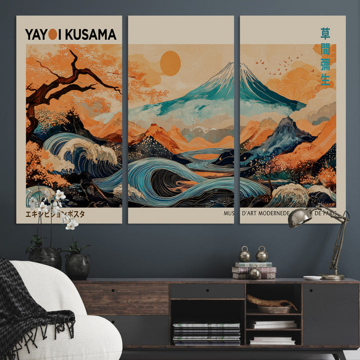 Yayoi Kusama Wall Art Print, Large Abstract Canvas Wall Art, Framed Kusama Polka Dot Art Printing, Large Modern Pop Art Print for Minimalist