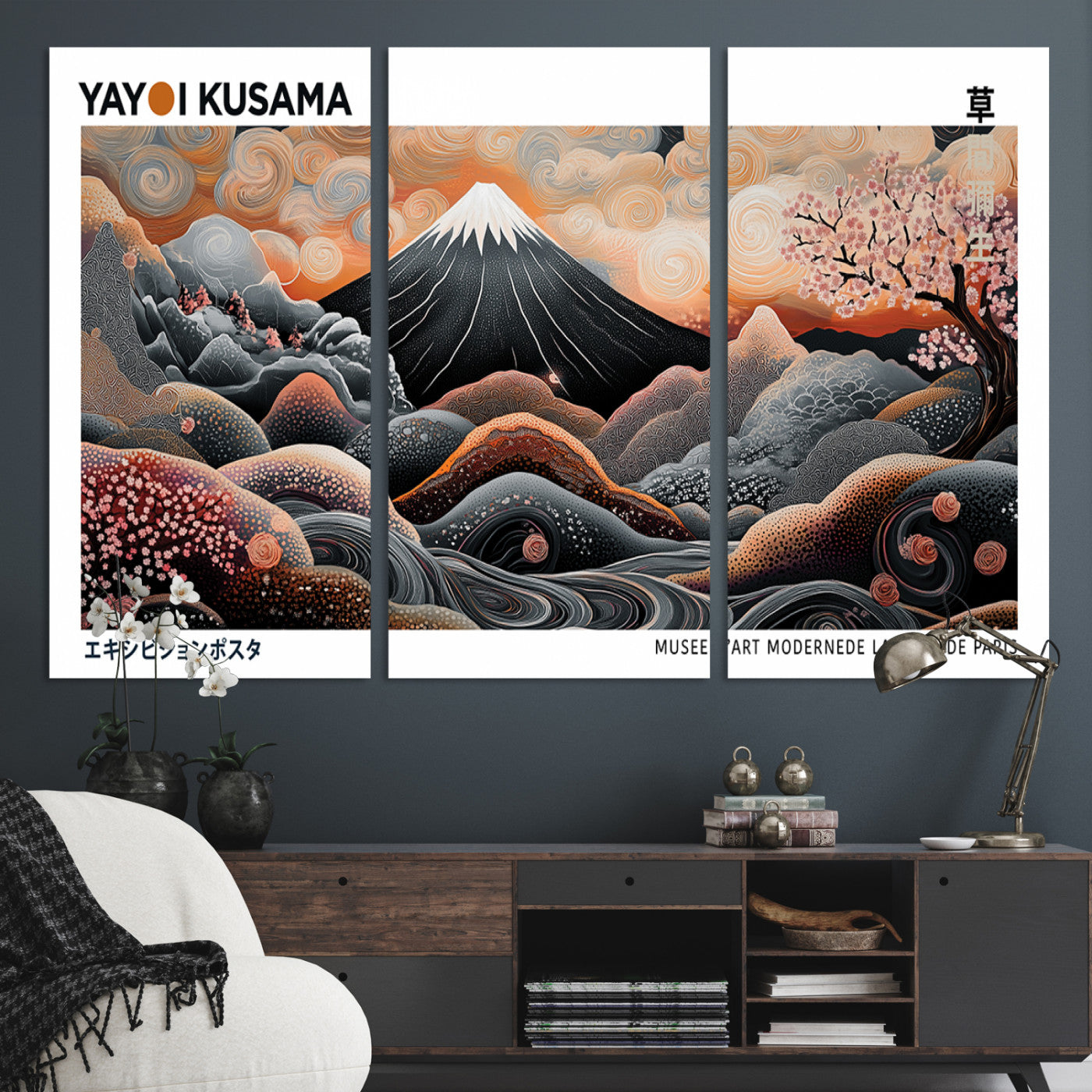 63125329-MGV-CV-36X24-Yayoi Kusama Wall Art Canvas Print, Framed Contemporary Dot Art Picture Print, Japanese Style Perfect Japanese Decor