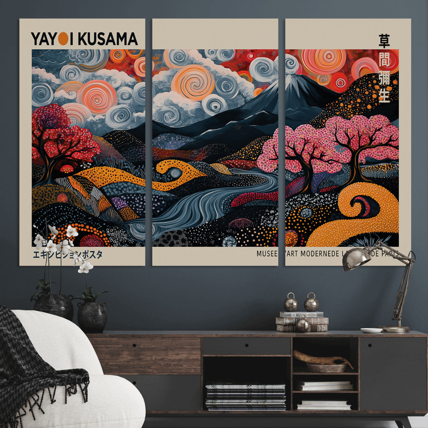 MGV-CV-48X32-3P - Modern Japanese Wall Art Print Yayoi Kusama Canvas