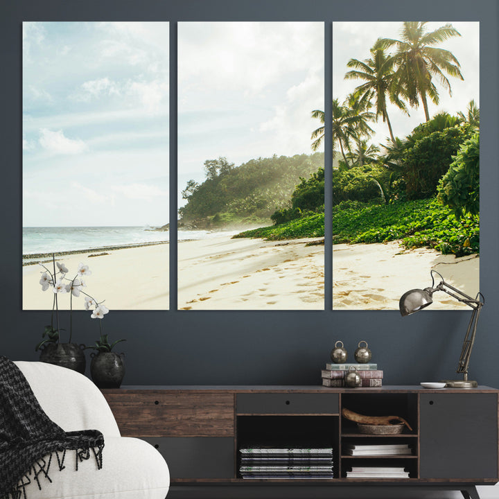 Relaxing Beach Wall Art Canvas Print, Framed Ocean View Art Picture Print, Coastal Serenity Perfect Tropical Coastal Decor Artwork