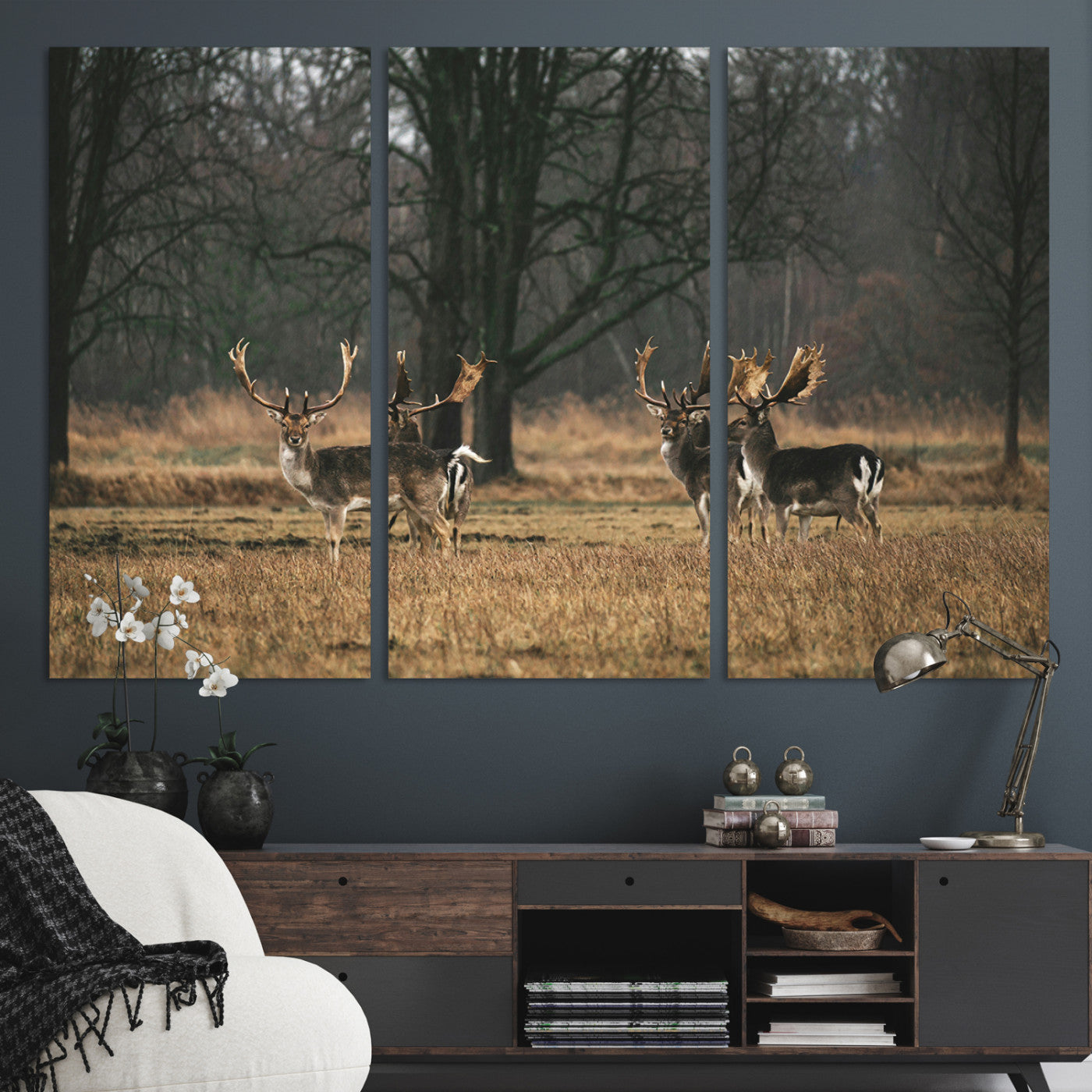 55348744-MGV-CV-36X24-Deer Photography Wall Art Canvas Print, Framed Rustic Wildlife Art Picture, Rustic Deer Wall Art Print