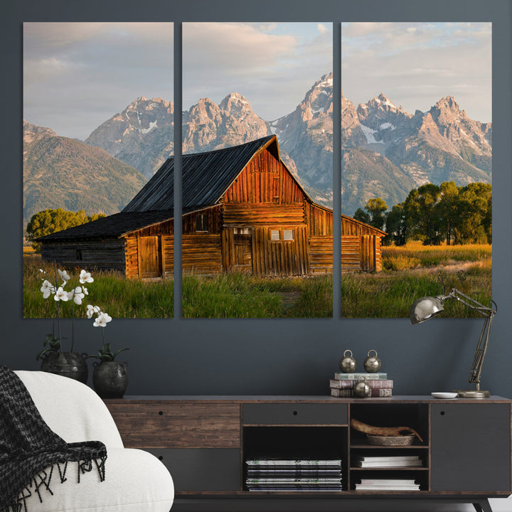 Rustic Barn Wall Art Canvas Print, Framed Western Landscape Art Picture Print, Farmhouse Style Perfect Rustic Farmhouse Decor Artwork