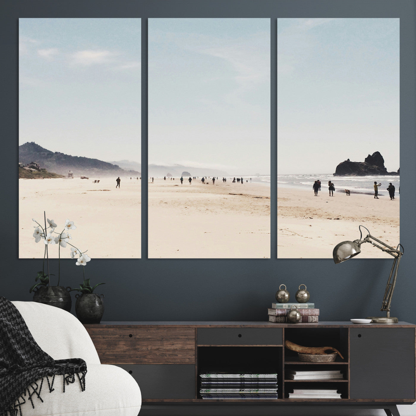 28307820-MGV-CV-36X24-Minimalist Beach Wall Art Canvas Print, Framed Coastal Serenity Art Picture Print, Soft Sand Perfect Coastal Decor Artwork