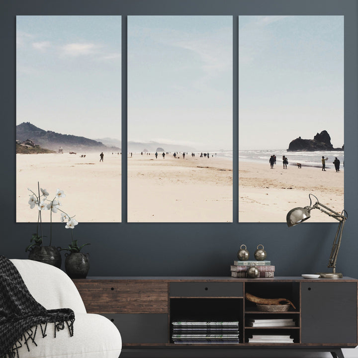 Minimalist Beach Wall Art Canvas Print, Framed Coastal Serenity Art Picture Print, Soft Sand Perfect Coastal Decor Artwork