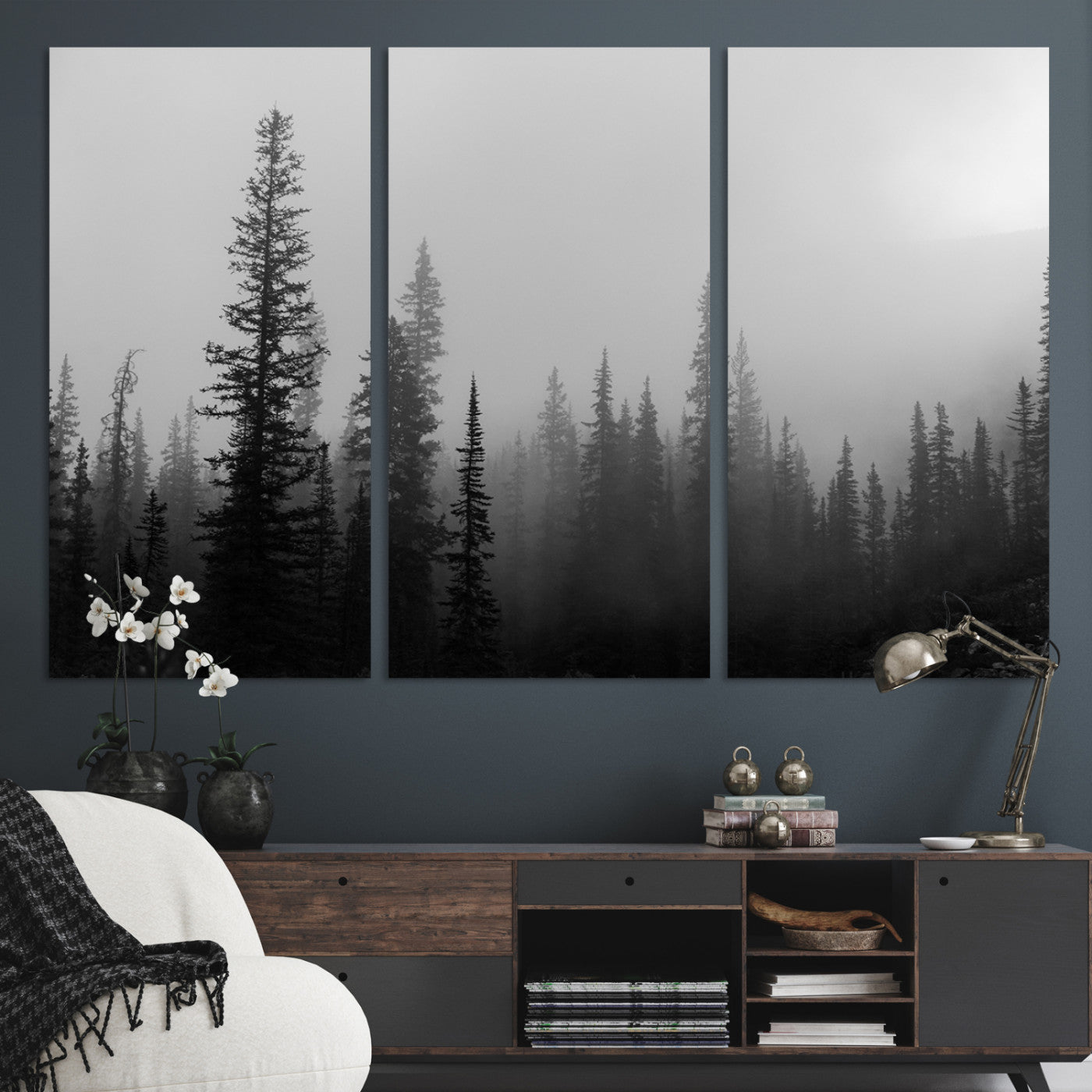 73138900-MGV-CV-36X24-Misty Pines Wall Art Canvas Print - Perfect Rustic Decor