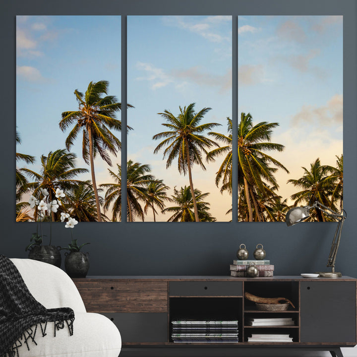 Palms Wall Art Canvas Print, Framed Tropical Art Picture Print, Coastal Perfect Coastal Decor Artwork