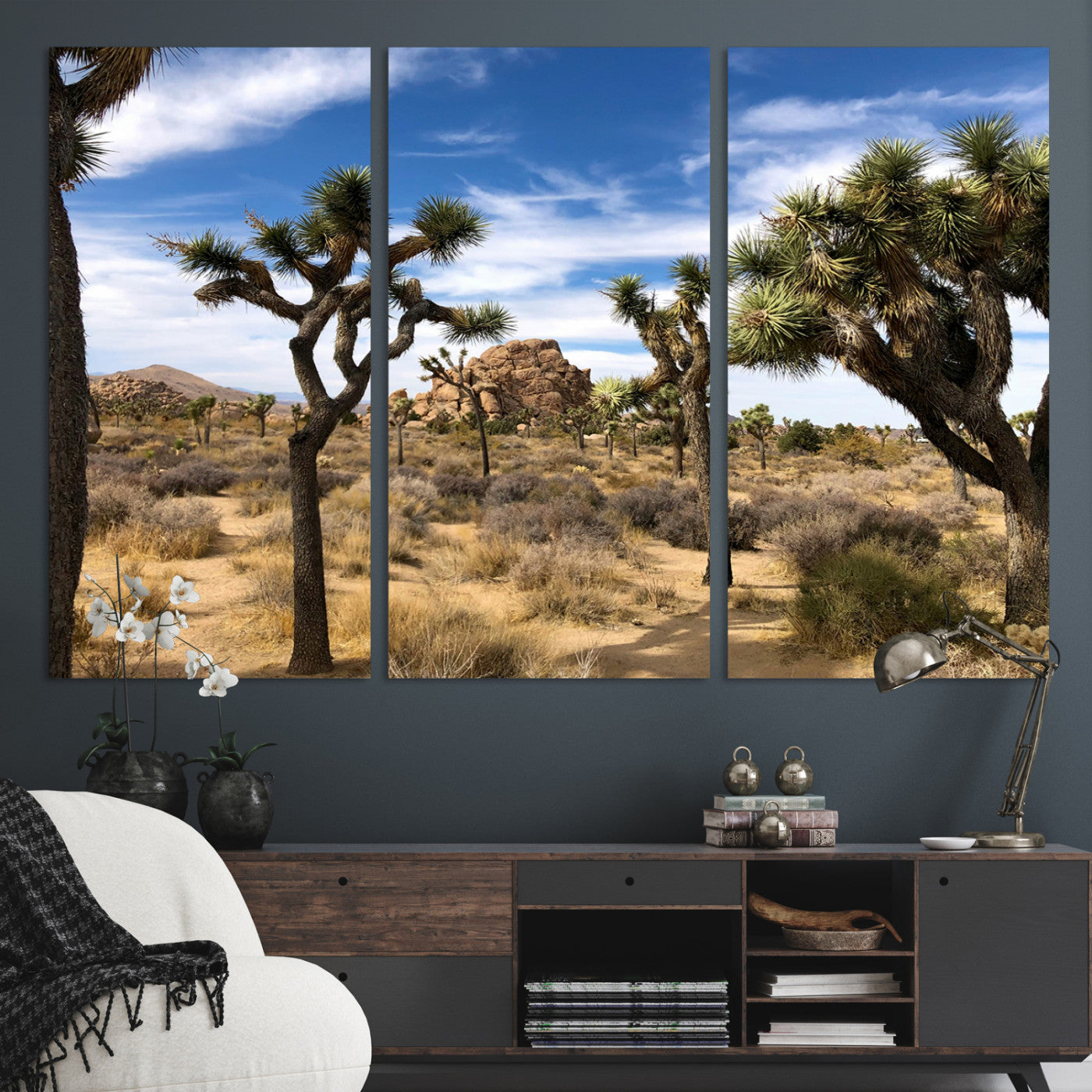25722592-MGV-CV-36X24-Joshua Tree Desert Wall Art Canvas Print, Framed Southwestern Nature Art Picture Print, Rustic Earth Tones Perfect Southwestern Boho Decor