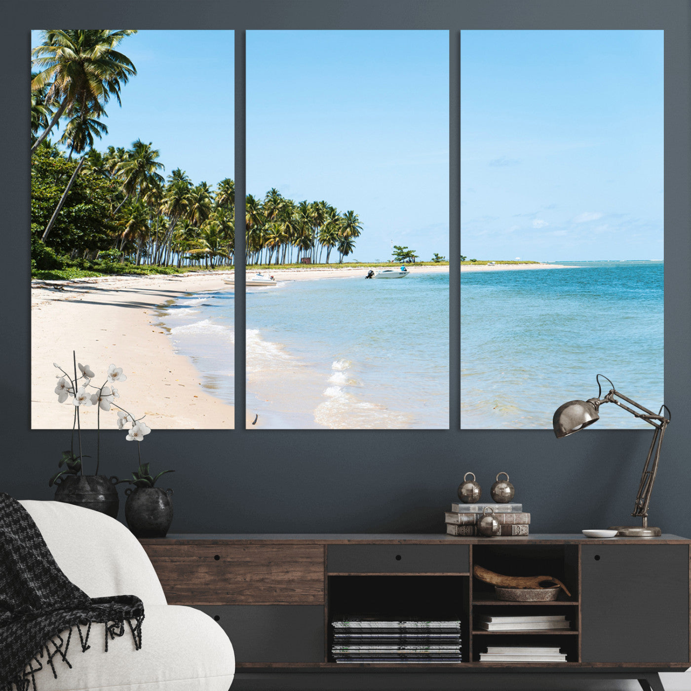 37858872-MGV-CV-36X24 - Palm Tree Paradise Coastal Wall Art – Beach Scene and Ocean Breeze Canvas Print Tranquil Tropical Shore Decor for Living Room, Bedroom or Office