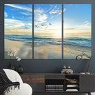 20708696-MGV-CV-36X24-Minimalist Seaside Morning Glow Art Canvas Print, Golden Reflections Perfect Coastal Minimalist Decor Artwork