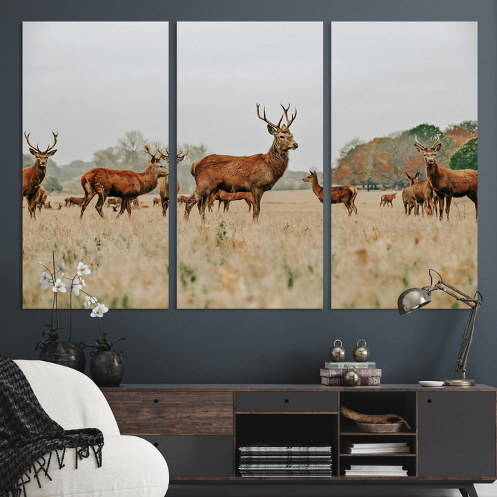 Rustic Deer Print Wall Art Canvas Print