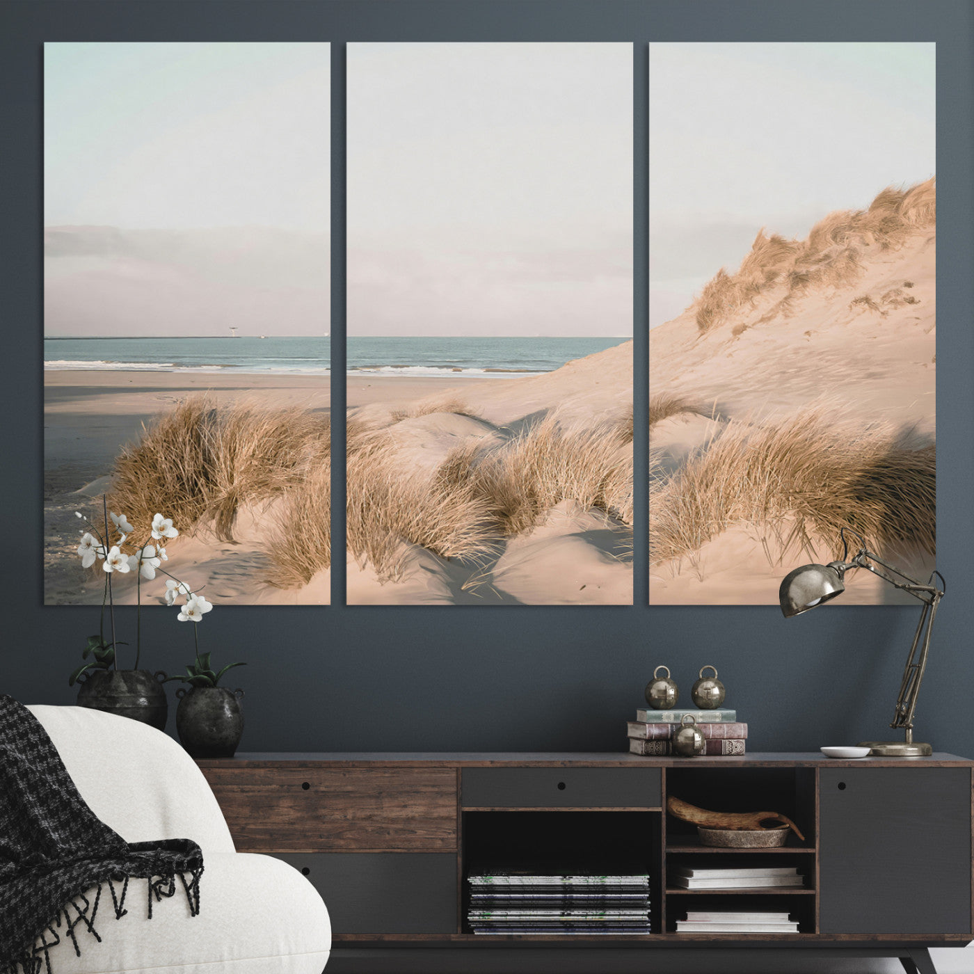 11554211-MGV-CV-36X24-Beach Landscape Wall Art Canvas Print: Minimalist Seascape Decor