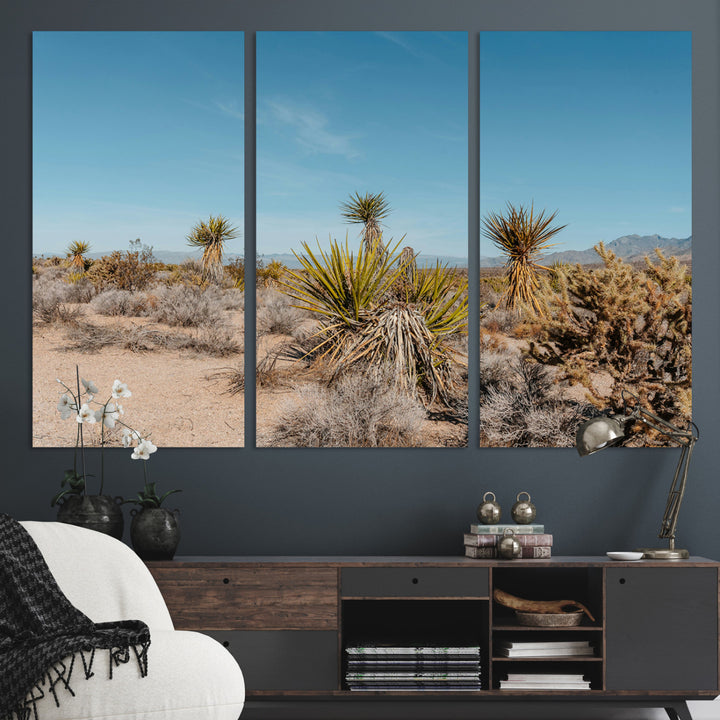 Joshua Tree Wall Art Canvas Print, Desert Landscape Print, Framed Warm Earth Tones Art Print, Large California Southwest Printing