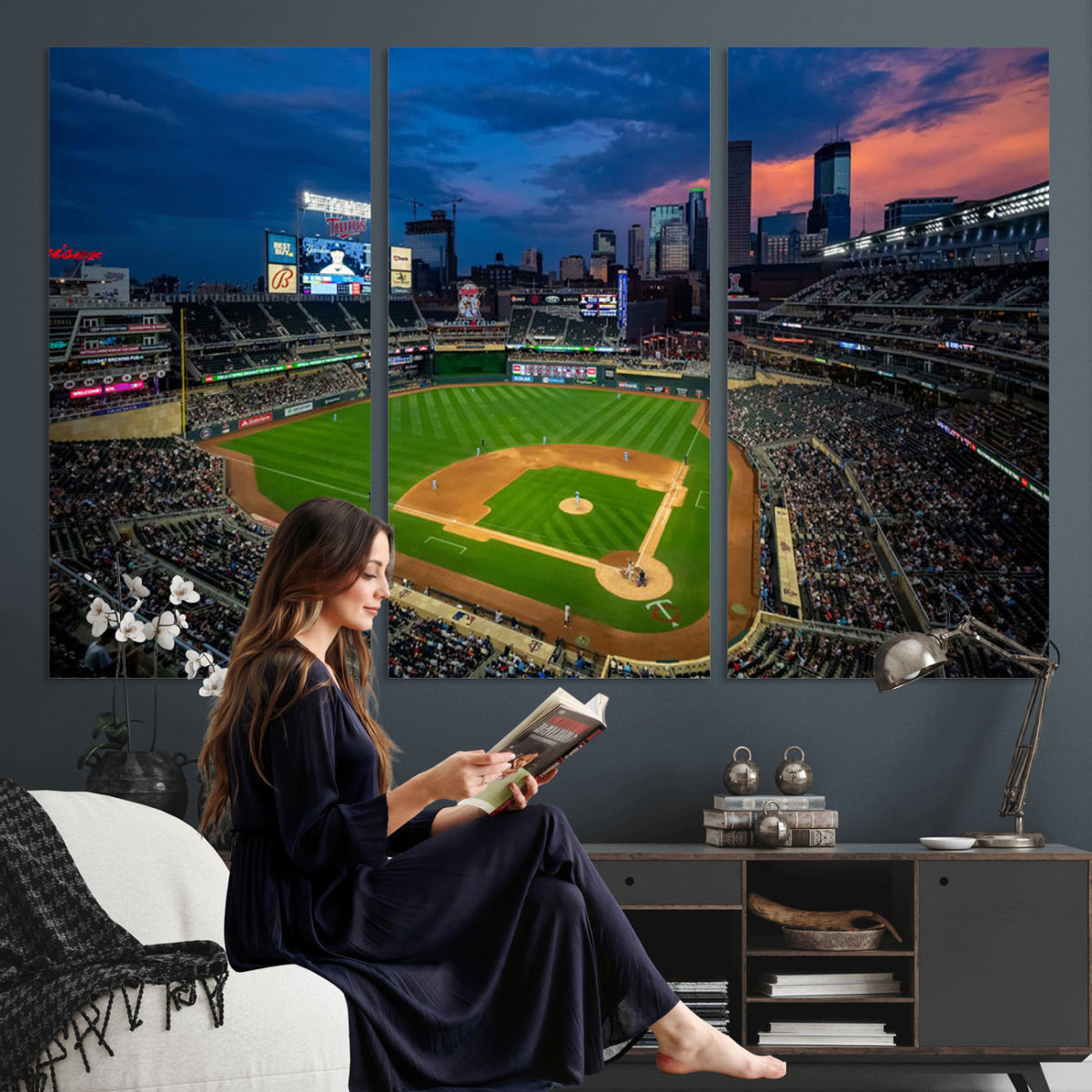 68222753-MGV-CV-36X24 - Target Field Wall Art Canvas Print, Baseball Stadium Scene