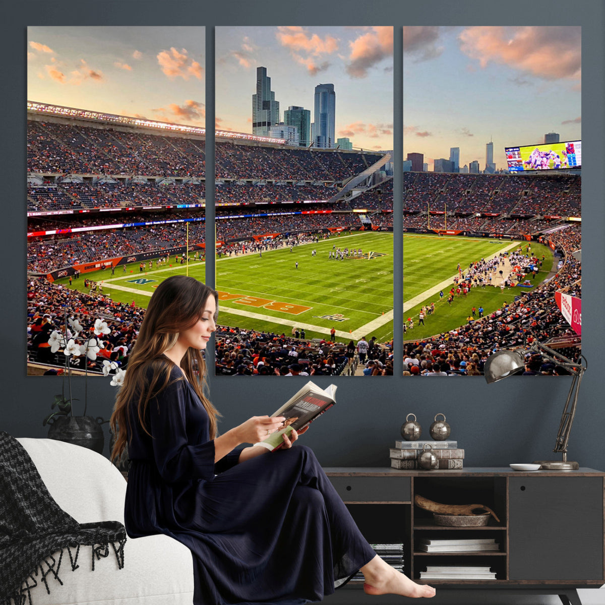 55377093-PAN-FL-20X10 - Chicago Bears Soldiers Field Wall Art Canvas Print, Man Cave Wall Decor