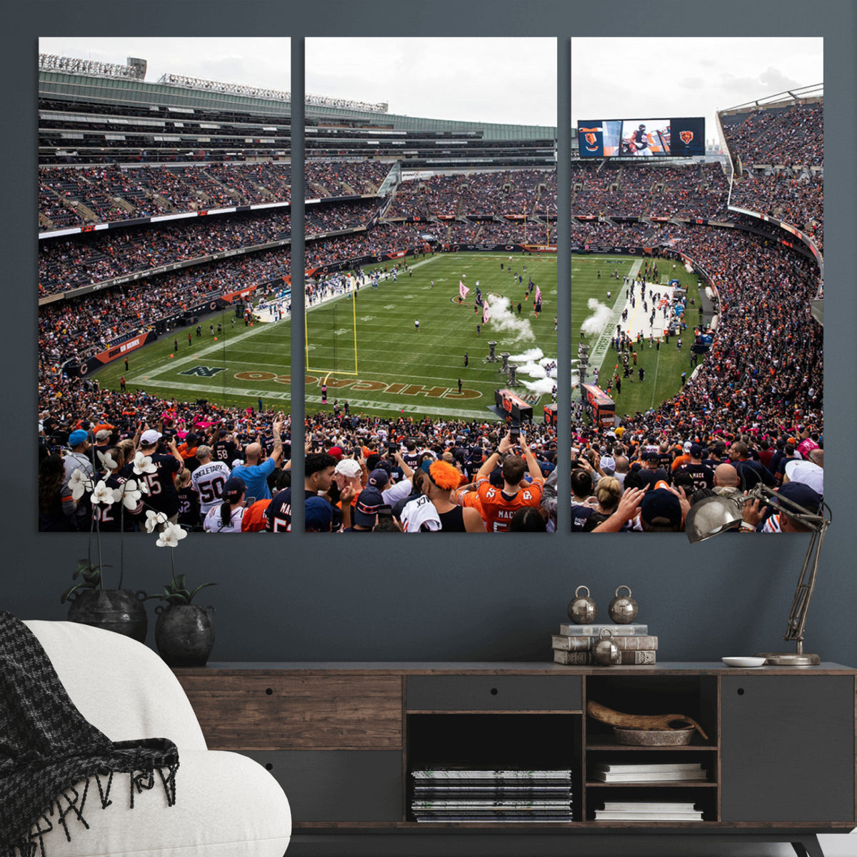 18347149-MGV-CV-36X24 - Chicago Bears Soldier Field Wall Art Canvas Print – Framed Football Stadium Artwork Team Spirit for home, office