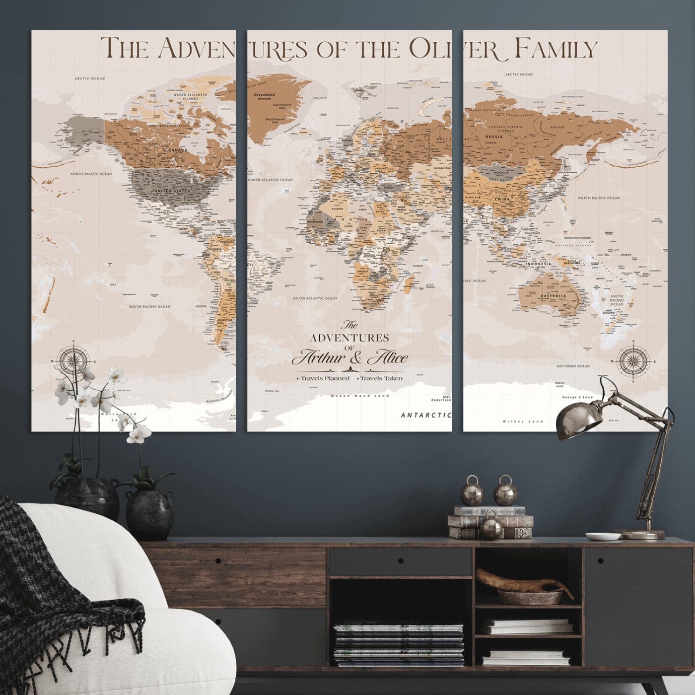 43101120-MGV-CV-36X24-World Travel Map with Pins – Push Pin Maps of Where I've Been, Framed Wall Map for Travel Memories, Old Style Decorative World Map - H10