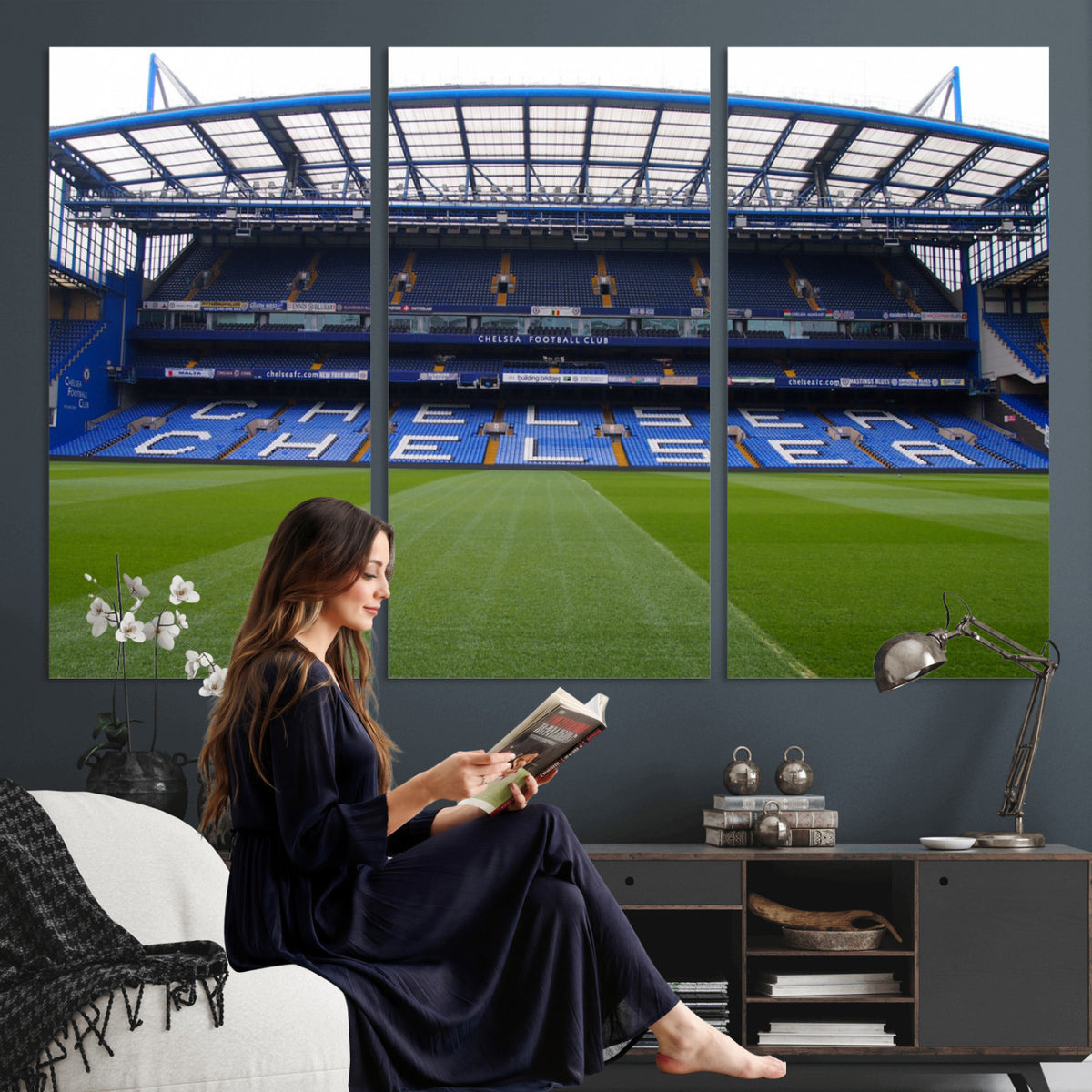 38616413CHELSA-MGV-CV-36X24 - Stamford Bridge Chelsea Football Stadium Canvas Wall Art