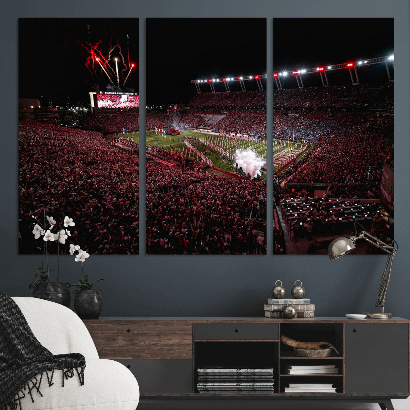 60690191-MGV-CV-48X32-3P - William Brice Stadium Wall Art Print – Baseball Game Room Artwork Print for Basement Dorm, Home, Office