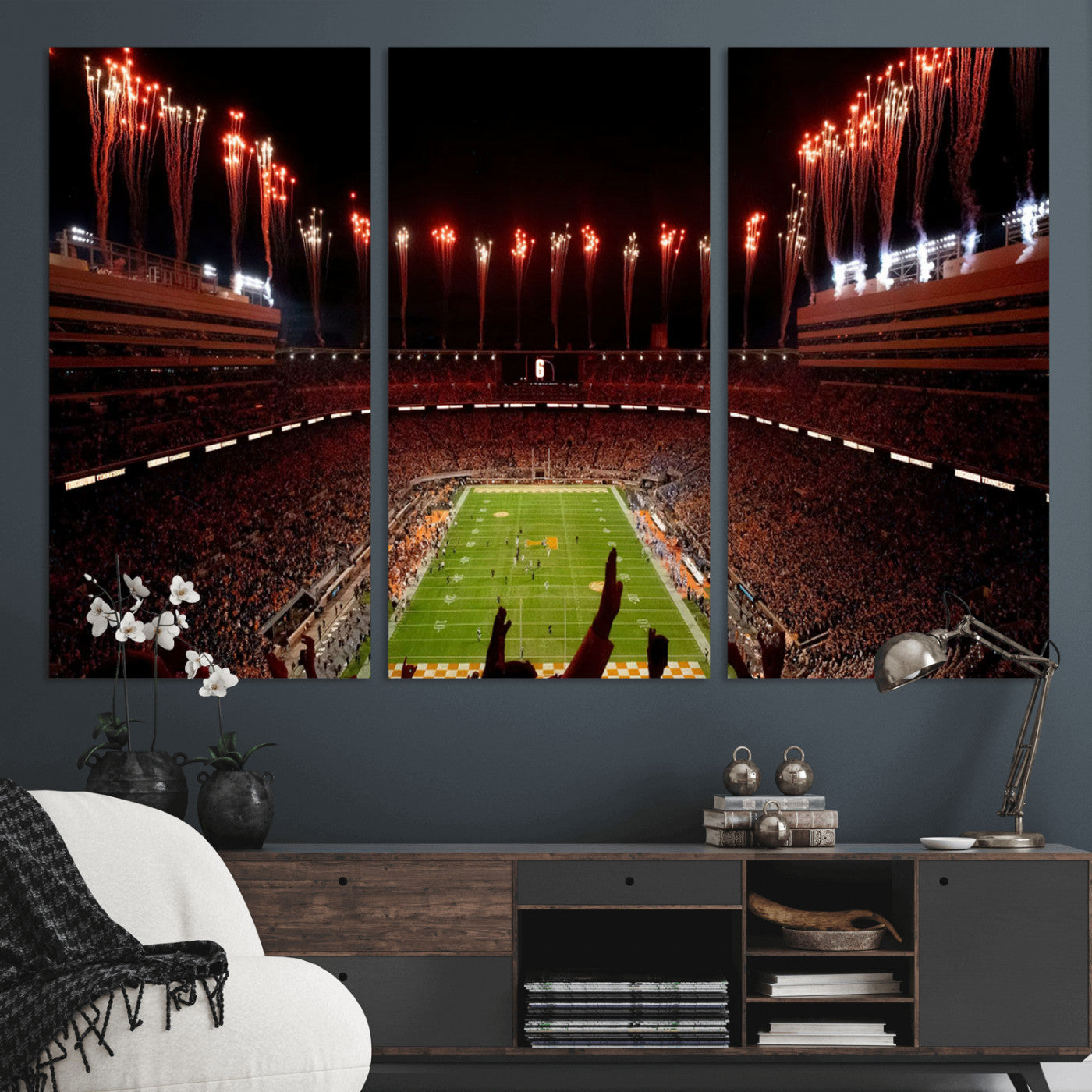 73358115-MGV-CV-48X32-3P - Tennessee Neyland Stadium Wall Art, Sports Arena Canvas Print, Panoramic Stadium Canvas Artwork for Home, Office