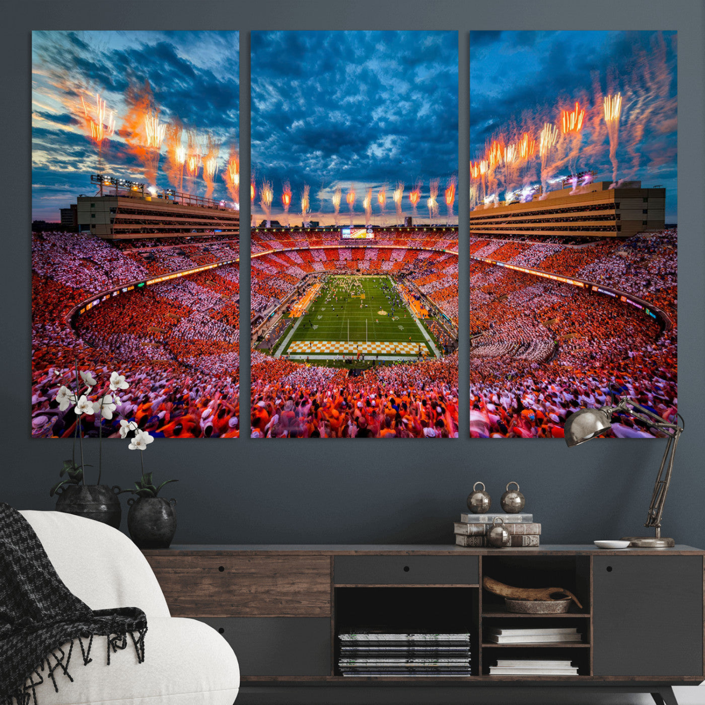 MGV-CV-48X32-3P - Tennessee Neyland Stadium Wall Art Print, Sports Arena Canvas Wall Art, Panoramic Stadium Canvas
