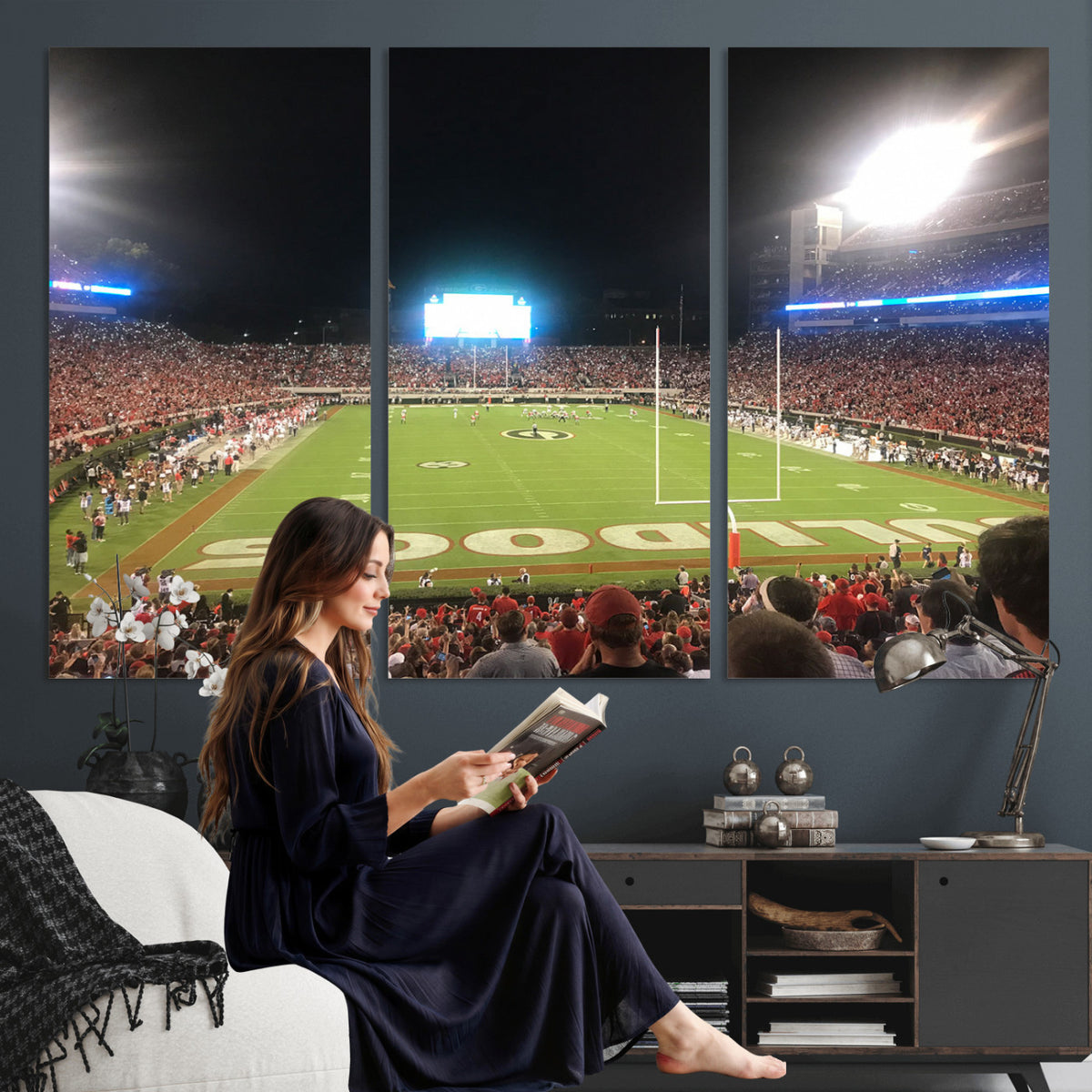 16230786-MGV-CV-36X24 - Dooley Stadium Wall Art, Sports Arena Panoramic Canvas Print, Modern Stadium Landscape Artwork for Home, Office