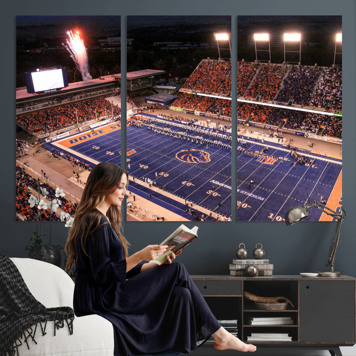 BS1001S-MGV-CV-36X24 - Boise State Broncos Albertsons Stadium Wall Art Canvas Print
